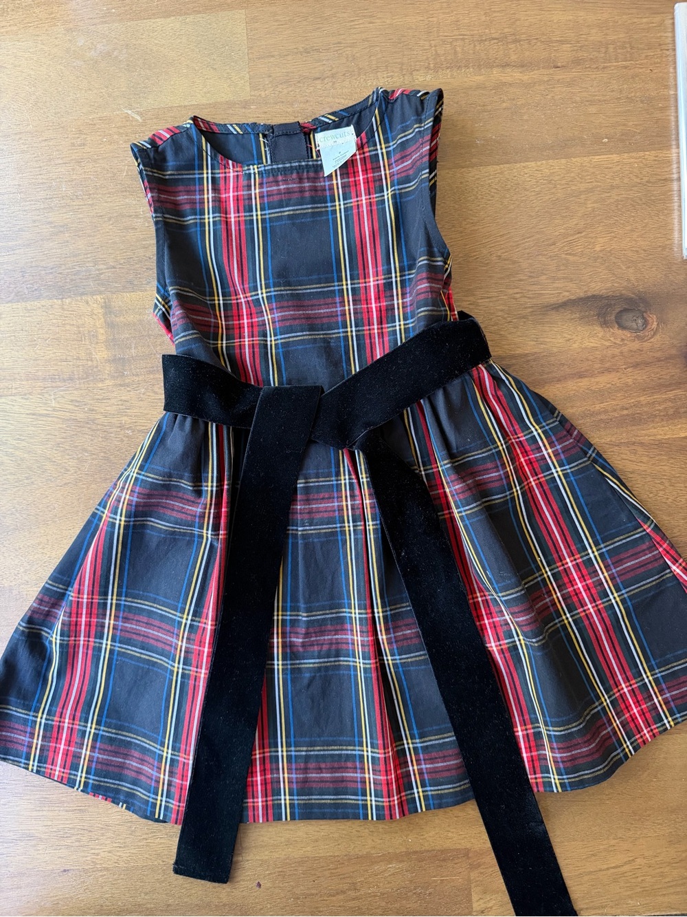 Crewcuts Black and Red Plaid Velvet Sash Dress